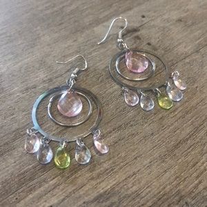 Silver and Beaded Hook Dangling Earrings